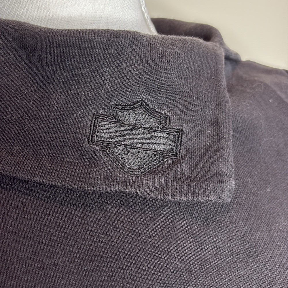 Vintage Harley Davidson Black Sleeveless Split Collar Top. XL - Picture 2 of 11